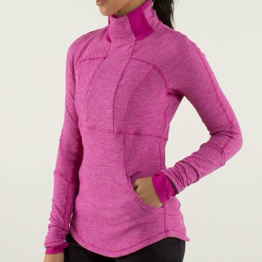 Lululemon Base Runner 1/2 Zip Raspberry Pique‎ Pink Rulu Athletic Top Size 10 - Picture 16 of 16